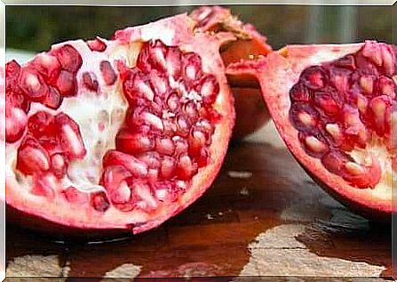 Pomegranate cut in half