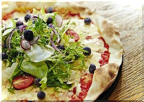 Neapolitan pizza and salad